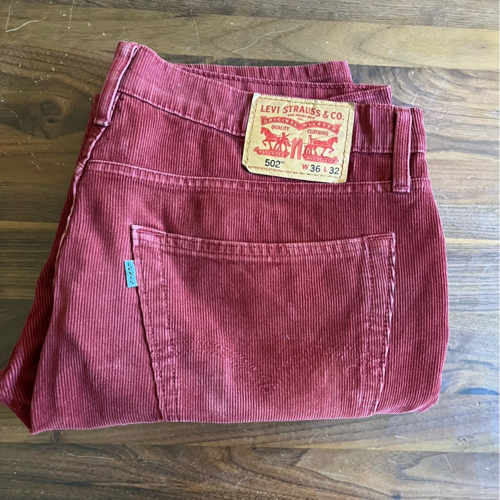 Levi's 502 Taper Fit Corduroy Pants, Red, Men's 36x32